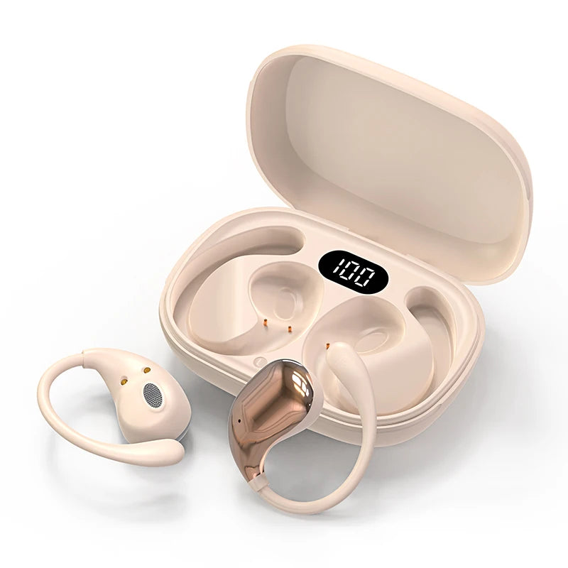 Bluetooth 5.4 Ear Hook Headphones TWS Wireless Earphones HiFi Stereo Waterproof Headsets LED Display Long Standby Touch Earbuds - Kimlud