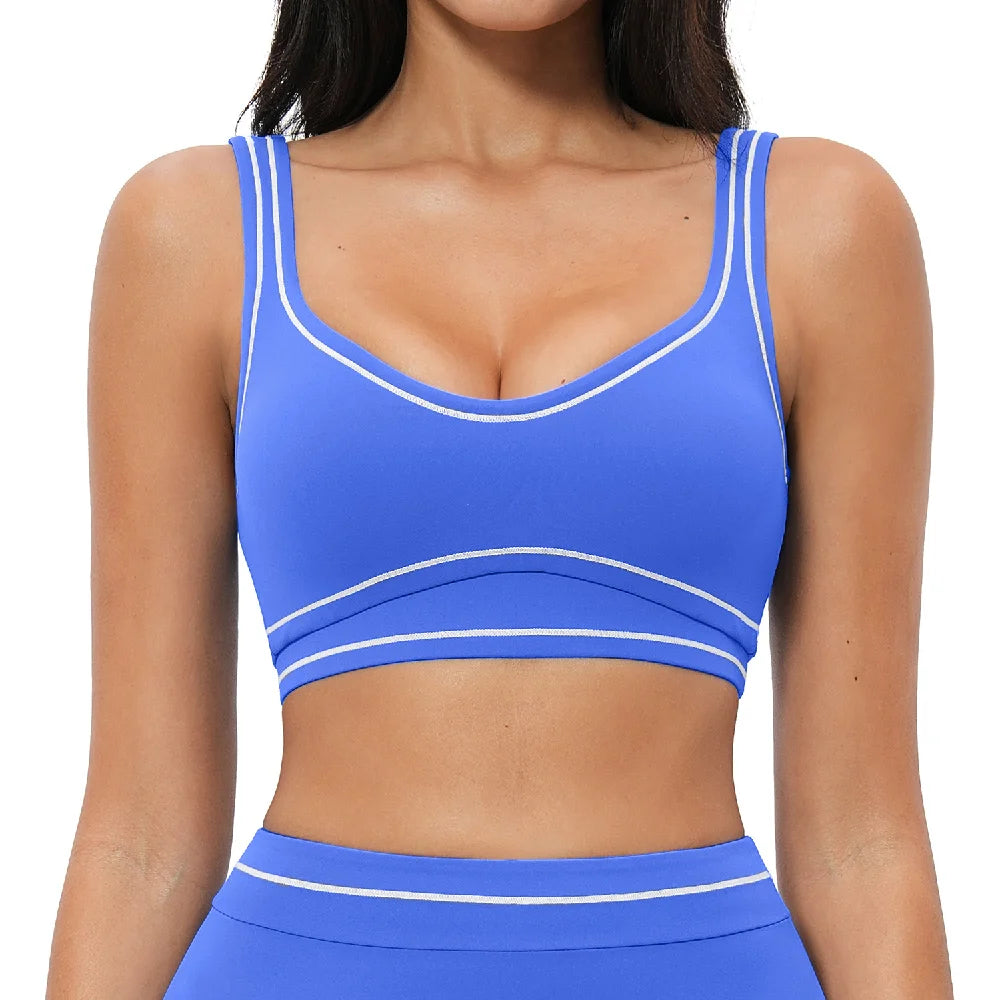 Breathable Yoga Bra Color Contrast Sports Bra Shockproof Gym Fitness Underwear High Strength Workout Top Female Sports...
