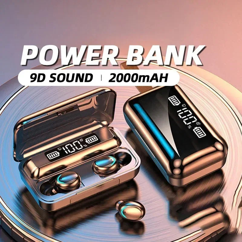 TWS F9-5 Bluetooth 5.3 Wireless Earphones - Sports Waterproof Stereo Headphones with Mic Handsfree HiFi Earbuds for Sports