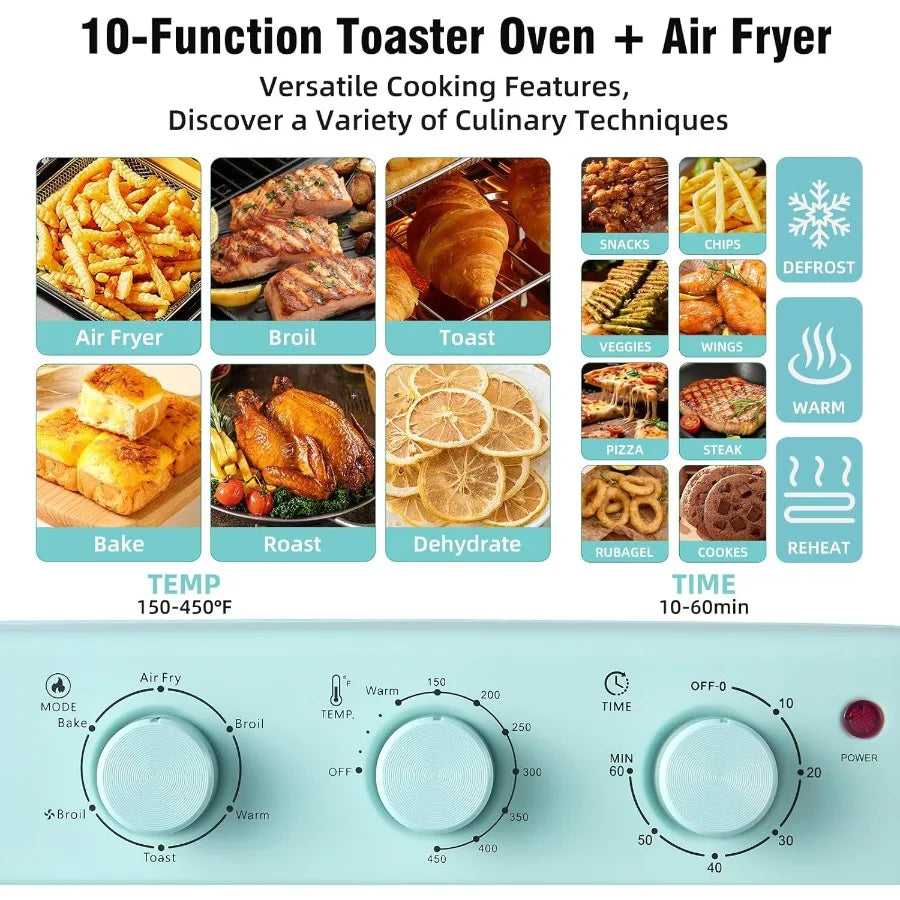 Retro Convection Air Fryer Toaster Oven Combo 16QT Countertop Mini Oven for Baking Toast Broiling Air Frying Rapid Heating Non-