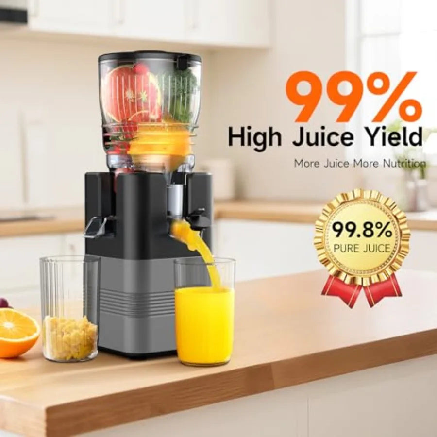 Cold Press Juicer Machines 400W Slow Masticating Juicer with 5.8 Wide Feed Chute for Whole Vegetables and Fruits High Juice Yie
