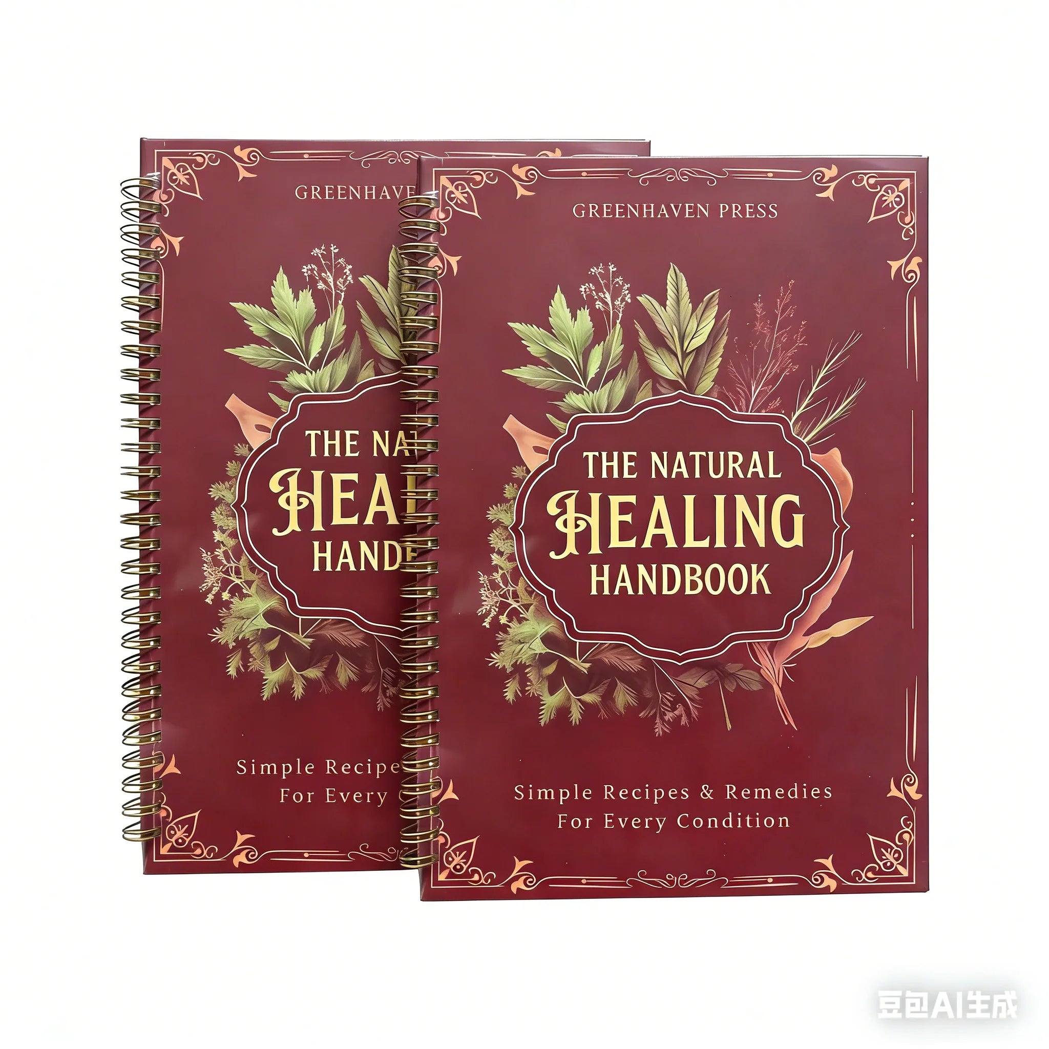Natural Healing Handbook Spiral Bound Guide With Herbal Remedies And Recipes For Heart Health Blood Sugar Focus Boost 25x17.6cm