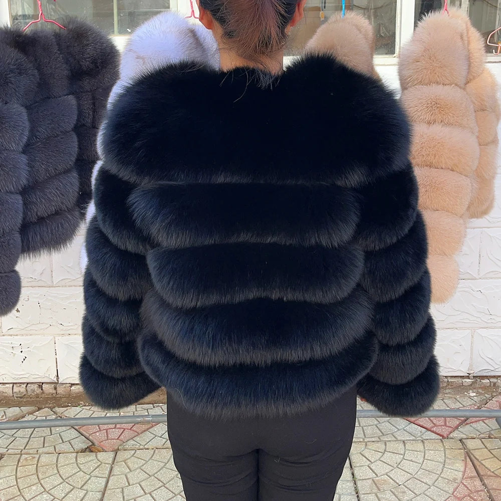 QUEENTINA Fox Fur Coat Real Winter Women'S New Fashion Furry 2025 Leather And Skin White Clothing Natural New In Coats & Jackets