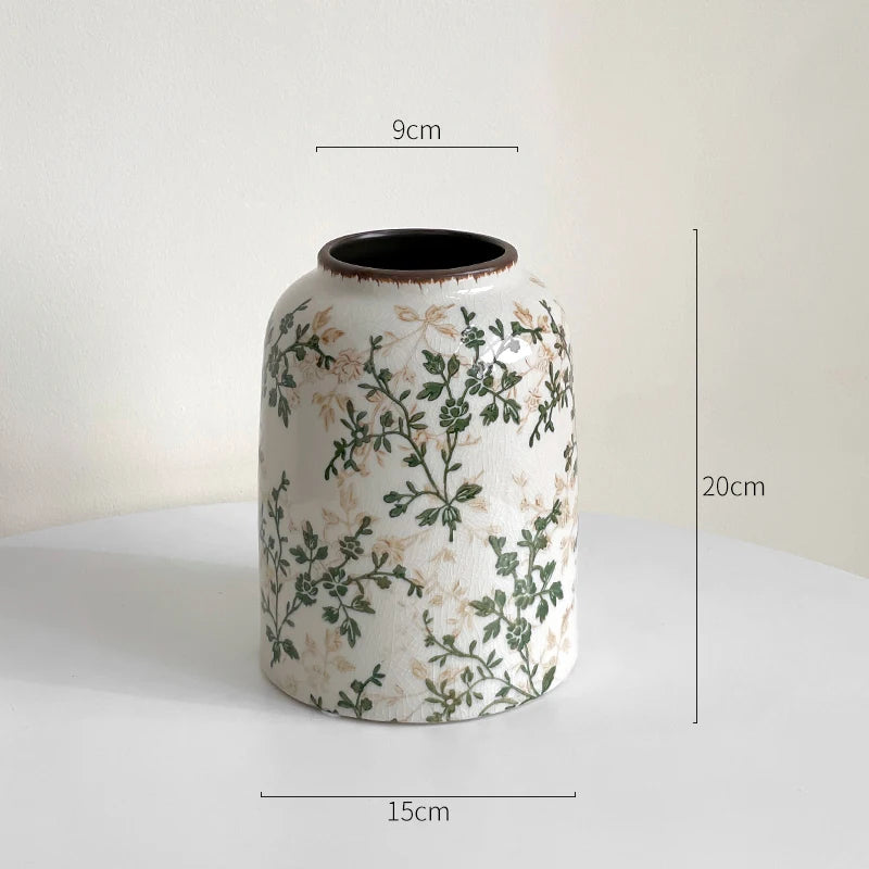 New Chinese ceramic vase dried flower water flower arrangement retro living room entrance decoration ornament small and fresh