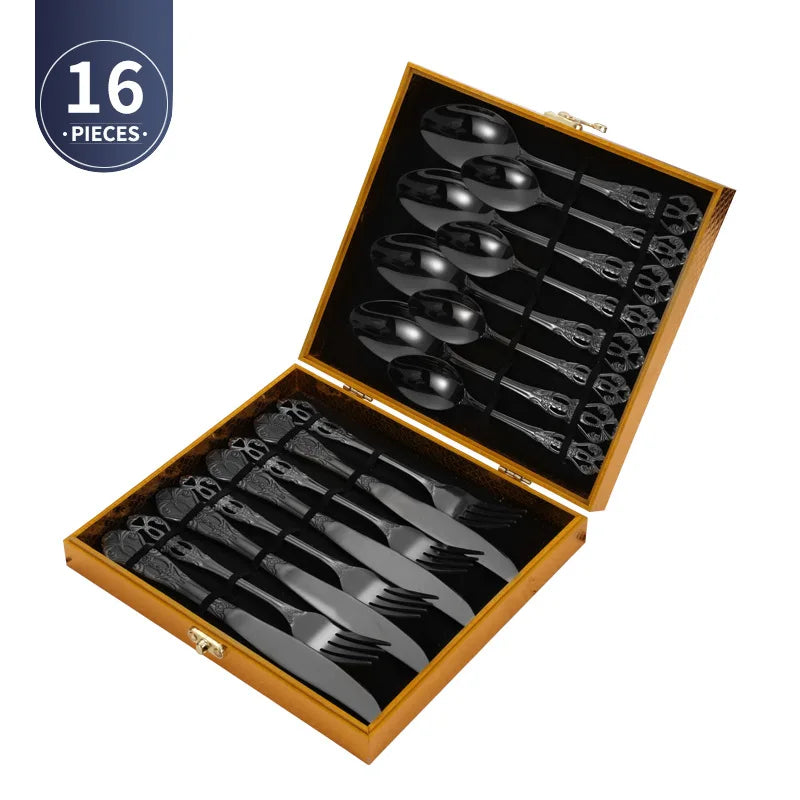 Golden Stainless Steel Cutlery Set Royal European Spoon Fork Complete Tableware Retro Design Dishwasher Safe Elegant...