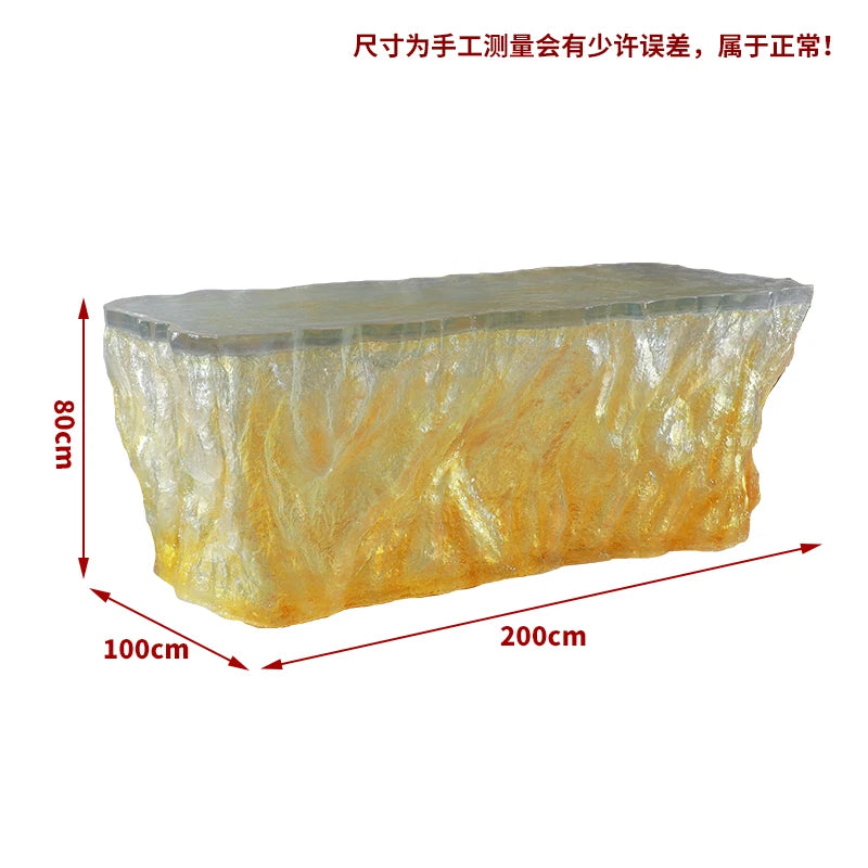 Premium Light Luxury Transparent Resin Hotel Front Desk Restaurant Villa Kitchen Partition Luminous Crystal Glacier Island Table