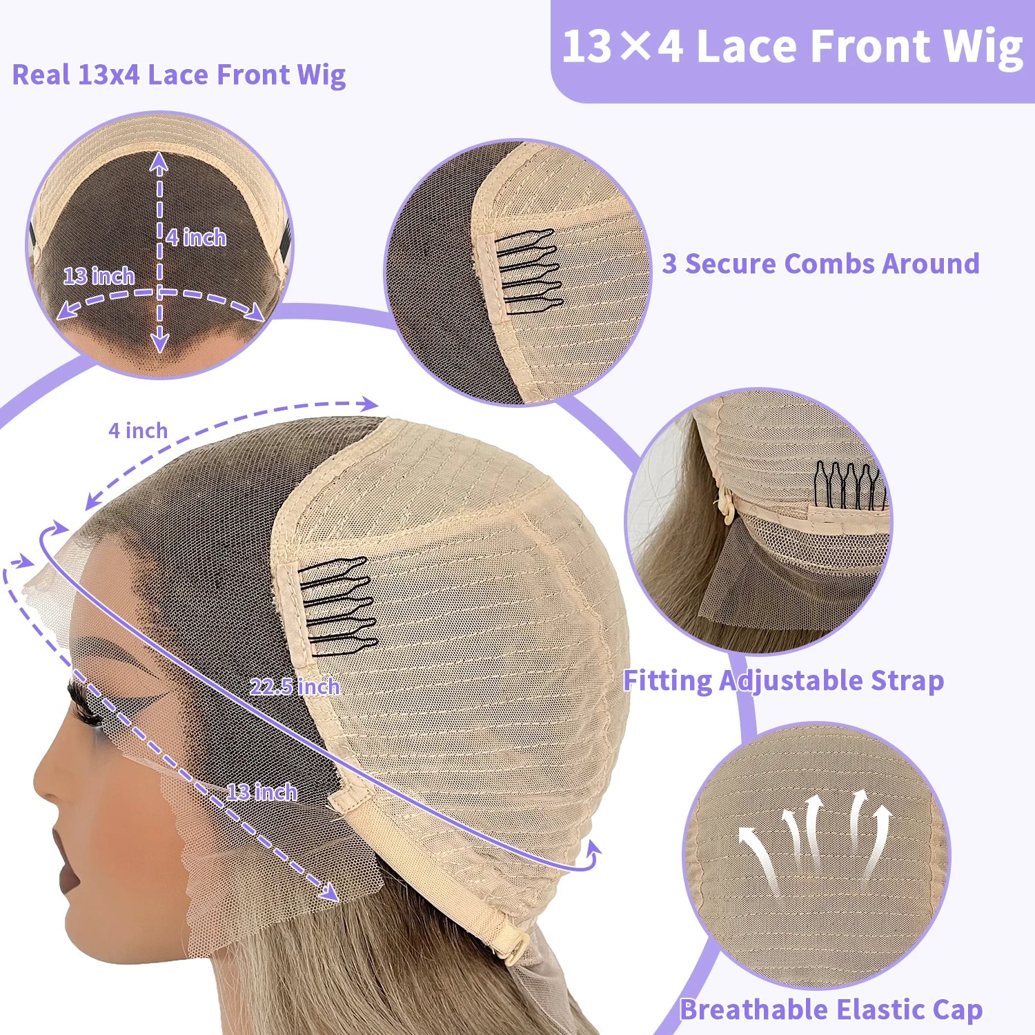 LUX VOGUE Brown Diamond Sheen Balayage Color 100% Virgin Hair Wig 260% Density Beachy Waves 13x6 Upgrade Nude Color Lace Wig