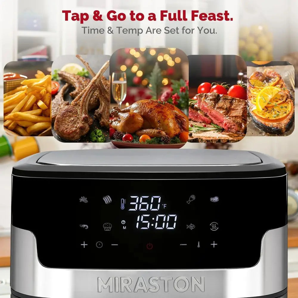 8.5QT Family-Sized Digital Air Fryer, BPA-Free, Smart Touchscreen with 8 Presets, Ideal for Snacks, Reheating, Parties, and Quic