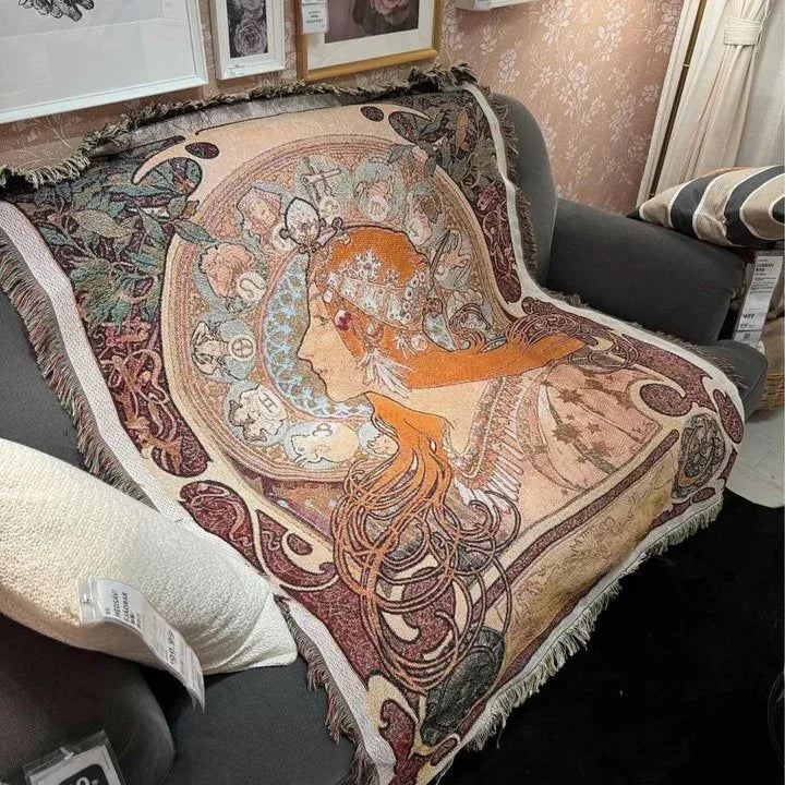 Retro Village Sofa Blanket Cotton Thread Throw Christmas Living Room Leisure Sofa Cover Winter Knitted New Years Gifts Blankets