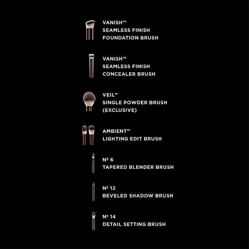 HOURGLASS Vegan brush travel brush set includes 7 brushes for the eye and face with a bag gift box packaging