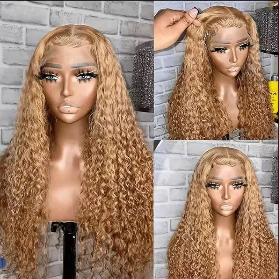 Vietnamese Loose Curly 30 36 Inch Honey Blonde 13x6 HD Lace Front Human Hair Wigs #27 Colored Deep Wave 13x4 Lace Fontal Wig