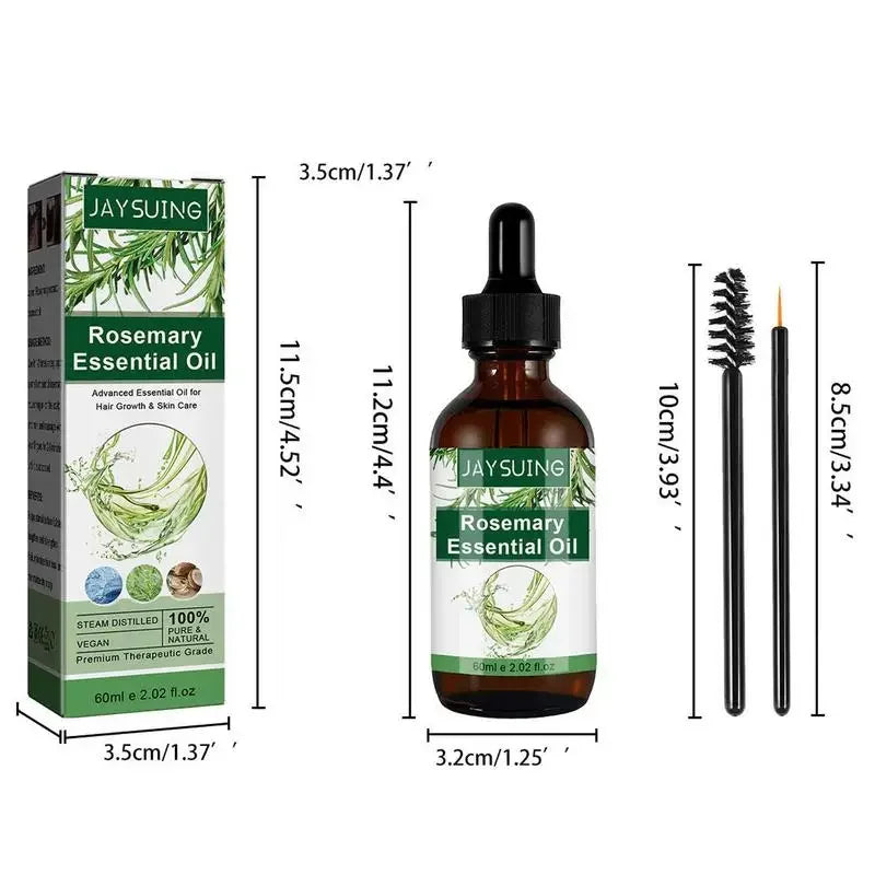 Rosemary Hair Care Oil 2.02 Oz Skin Care Essence Refreshing Essential Oils for Nourish the Scalp Dry Skin Enhanced Hair...