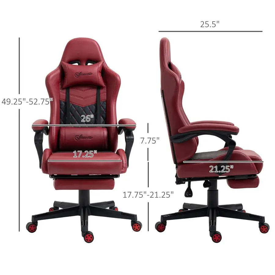 Racing Gaming Chair Diamond PU Leather Office Gamer Chair High Back Swivel Recliner with Footrest, Lumbar Support, Adjustable He