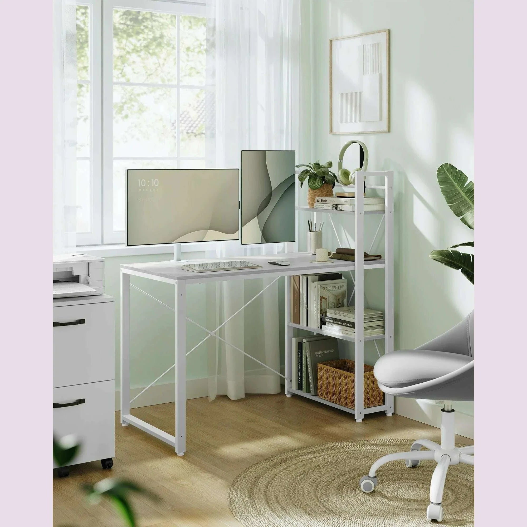 VASAGLE Computer table Desk, 120/137.2 cm, with shelves on the right or left