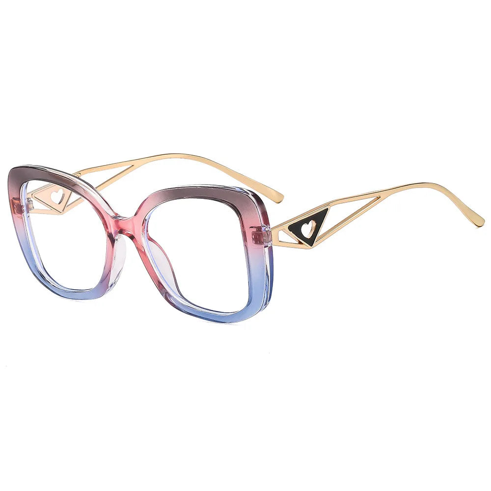 Luxury Brand Oversized Square Reading Glasses Women Triangle heart Temple Eyeglasses Blue Light Blocking Clear Computer...