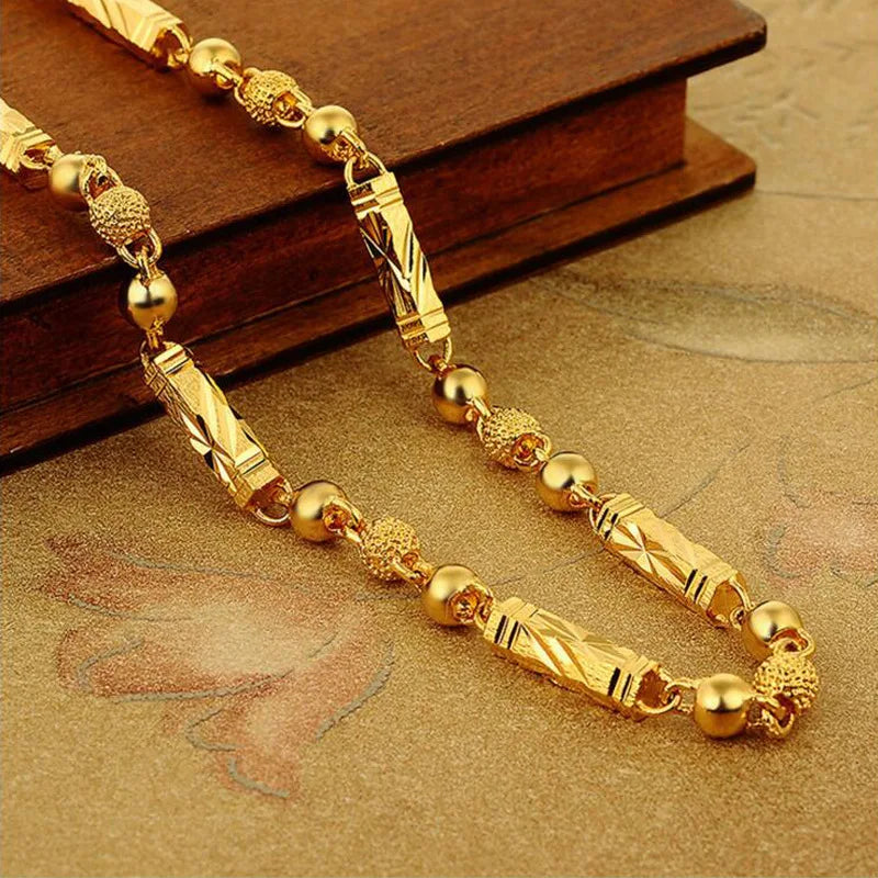 Men's Electroplated 18K Gold Necklace Hexagonal Buddha Bamboo Chain Exquisite Jewelry Clavicle Necklace Birthday Gift - Kimlud
