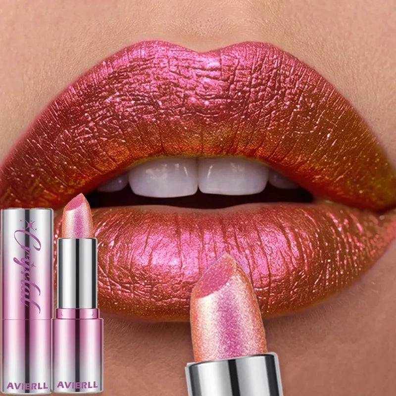 14 Colors Metallic Sparkle Lipstick Polarizing Glitter Shiny Lip Gloss Waterproof Long Lasting Gold Pearl Shine Sexy...