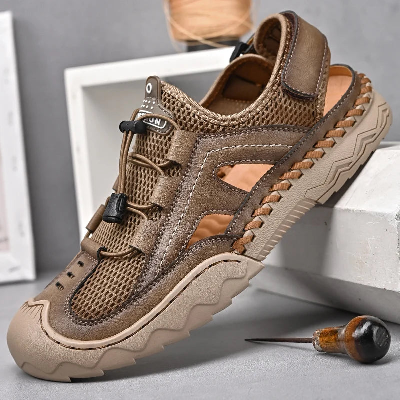 New Mens Sandals Summer Breathable Mesh Sandals Men Outdoor Casual Lightweight Beach Sandals Fashion Men Shoes Large Size 38-46 - Kimlud