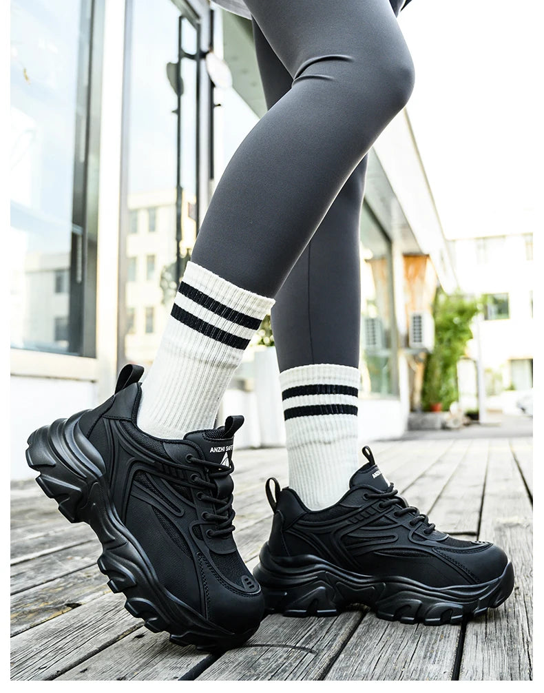 Women Safety Shoes For Work Safety Boots Breathable Steel Toe Puncture Proof Sport Work Sneakers Construction Tactical Boots