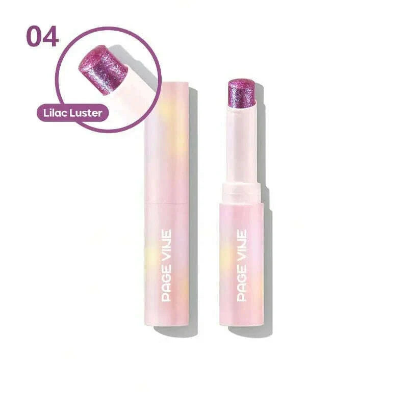 PAGE VINE Crystal Jelly Highlighter Eyeshadow Stick Shiny Multi-colored Pearlescent Shimmer Lip Balm Sparking Shine Face Makeup