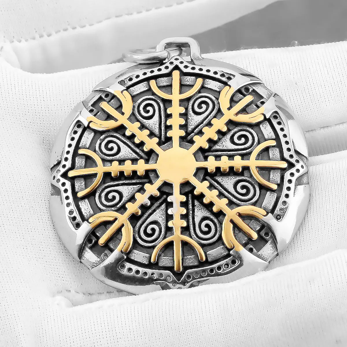 Viking Awe Helm Rune Necklace Stainless Steel Men Vegvisir Amulet Pendant Necklace Scandinavian Vintage Charm Jewelry Wholesale