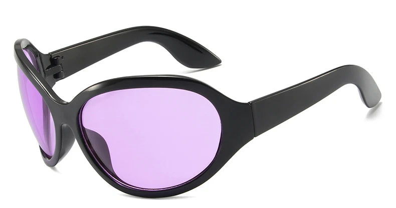 Oversized Y2K Sunglasses Women Lady Trendy Big Frame Vintage Wrap Around Glasses Fashion Punk Silver Shades - Kimlud