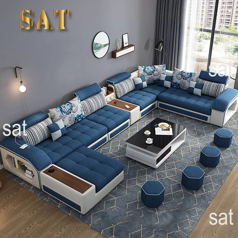 #@ Modern Luxury Living Room Modular Combination Sofa Furniture Set Multifunctional U Shaped 7 Seater Sectional Corner Sofa