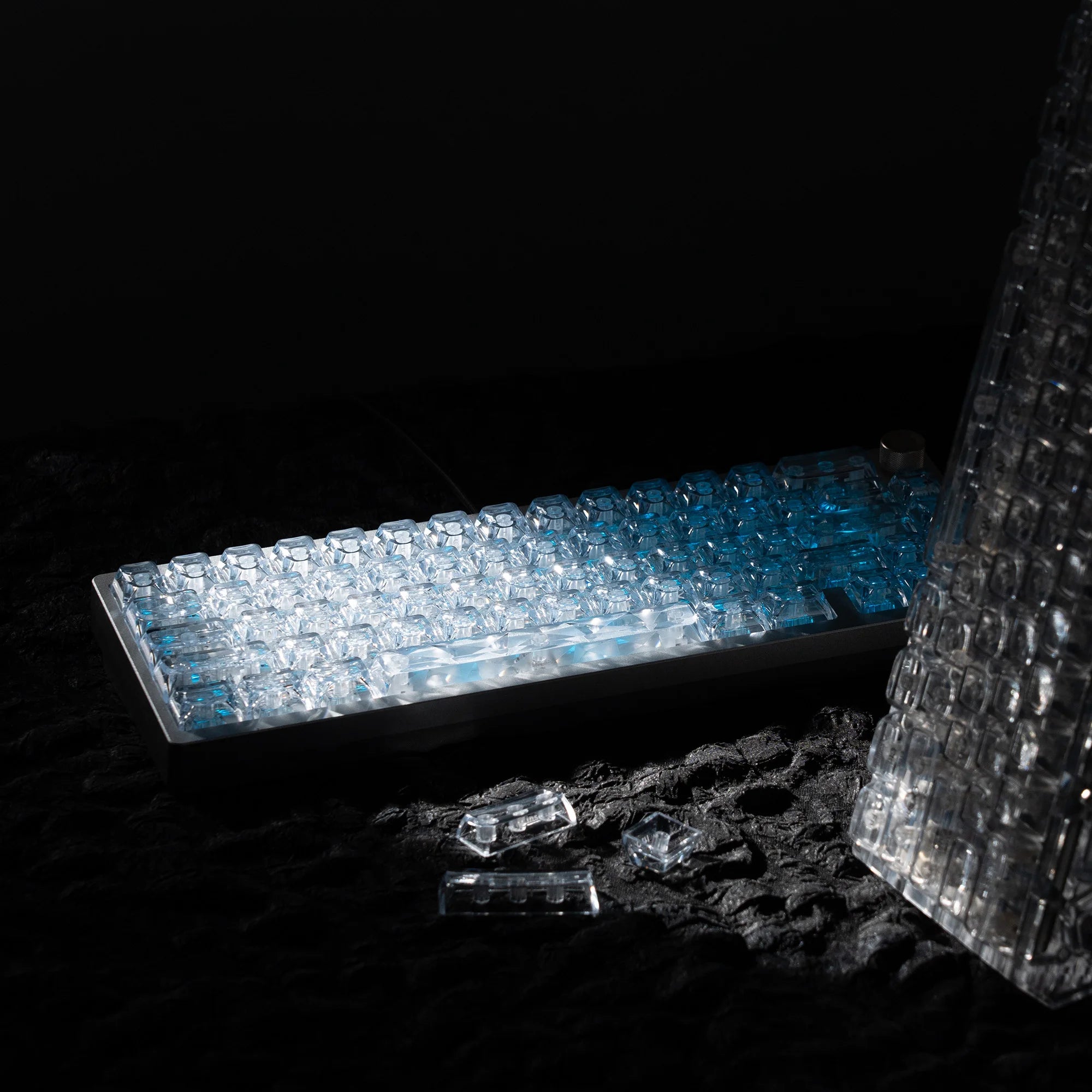 Womier Ice Cube Keycap 126 Keys Diamond RGB Shine Through Keycaps ASA Profile Transparent Custom Keycaps for Mechanical...