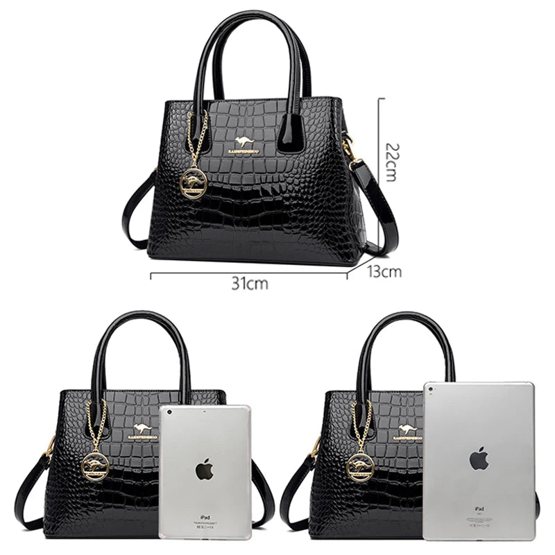 2024 Luxury Designer Handbag Brand Ladies Crocodile Patterned Patent Leather Tote Bag Crossbody Shoulder Bags For Women...