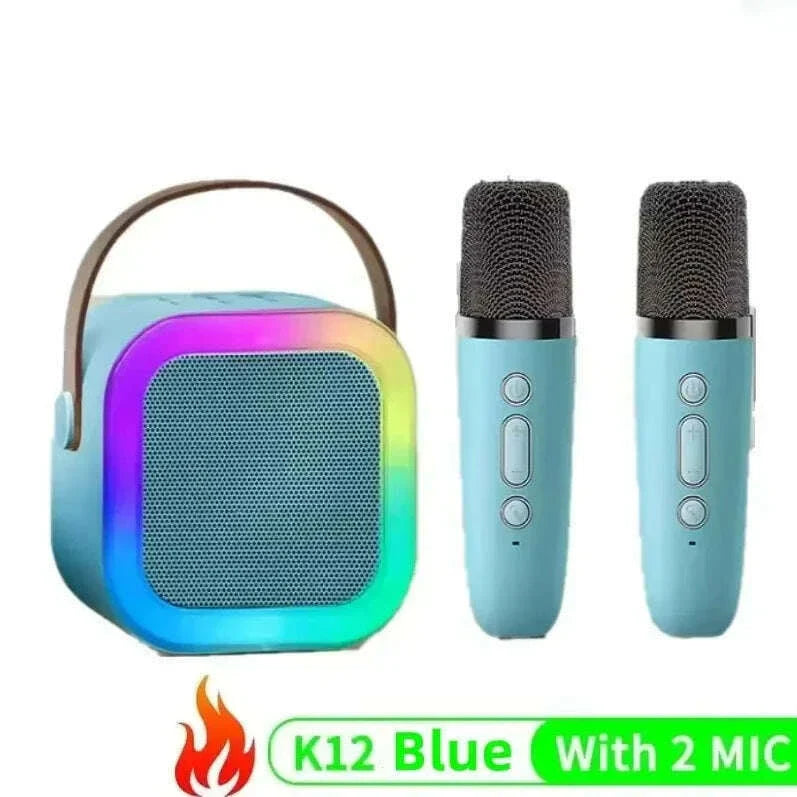 K12 Bluetooth Karaoke Machine Portable 5.3 PA Speaker System with 1-2 Wireless Microphones Home Family Singing Children's Gifts