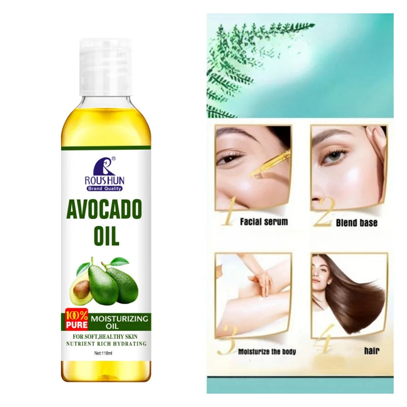 118ml Avocado Body Oil Moisturizing and Nourishing Skin Large Capacity Full Body Essential Oil for Body, Face, Hand, Lip, Eye,