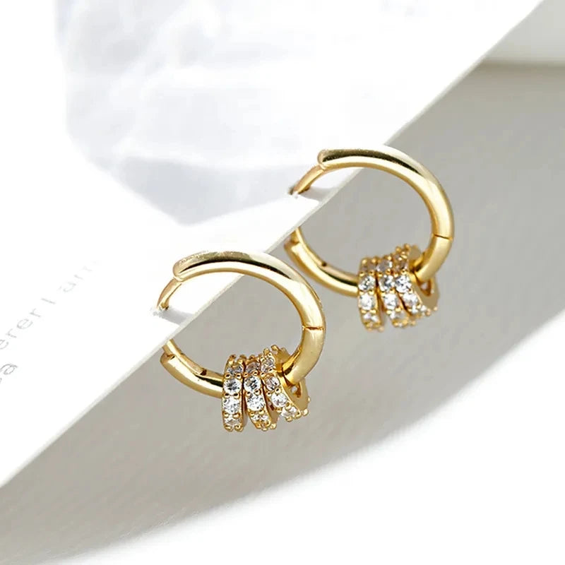 New Authentic 925 Sterling Silver Dainty Small Zircon Inlaid Round Circle Hoop Earrings for Women Gold Earrrings Jewelry...