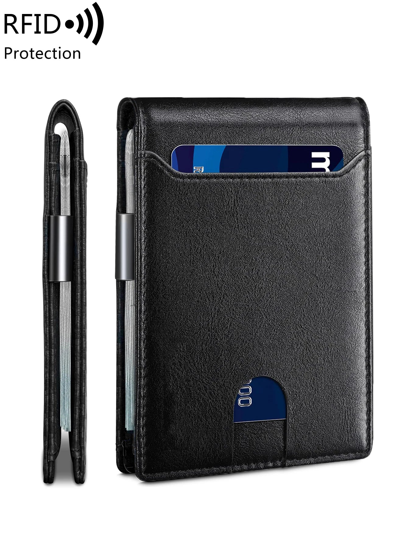 Minimalist men's wallet multifunctional RFID blocking front pocket portable card holder solid color large capacity 11 cardwallet