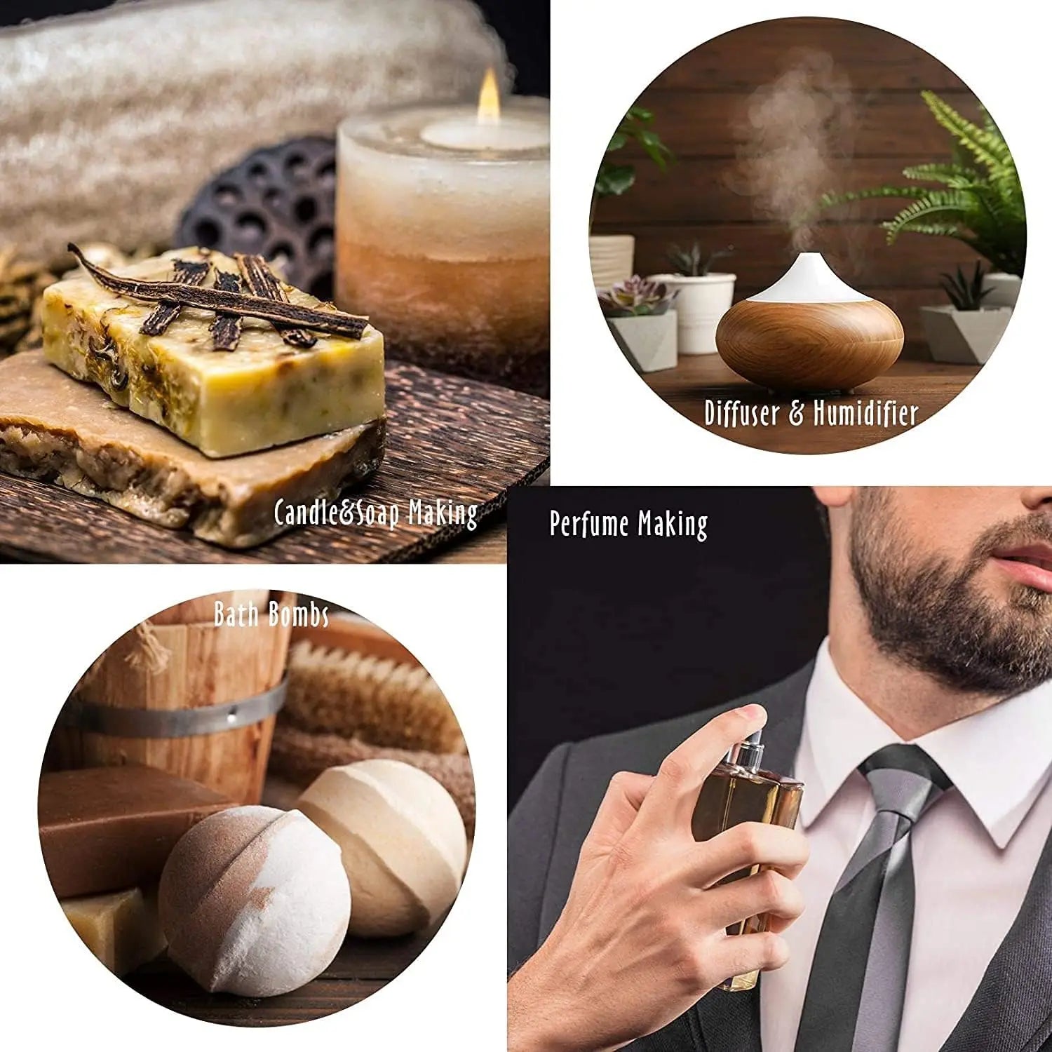 EUQEE 10ml Premium Men's Fragrance Oil For Car Diffuser Aromatherapy Vanilla Musk Leather Amber Romance Aroma Essential...