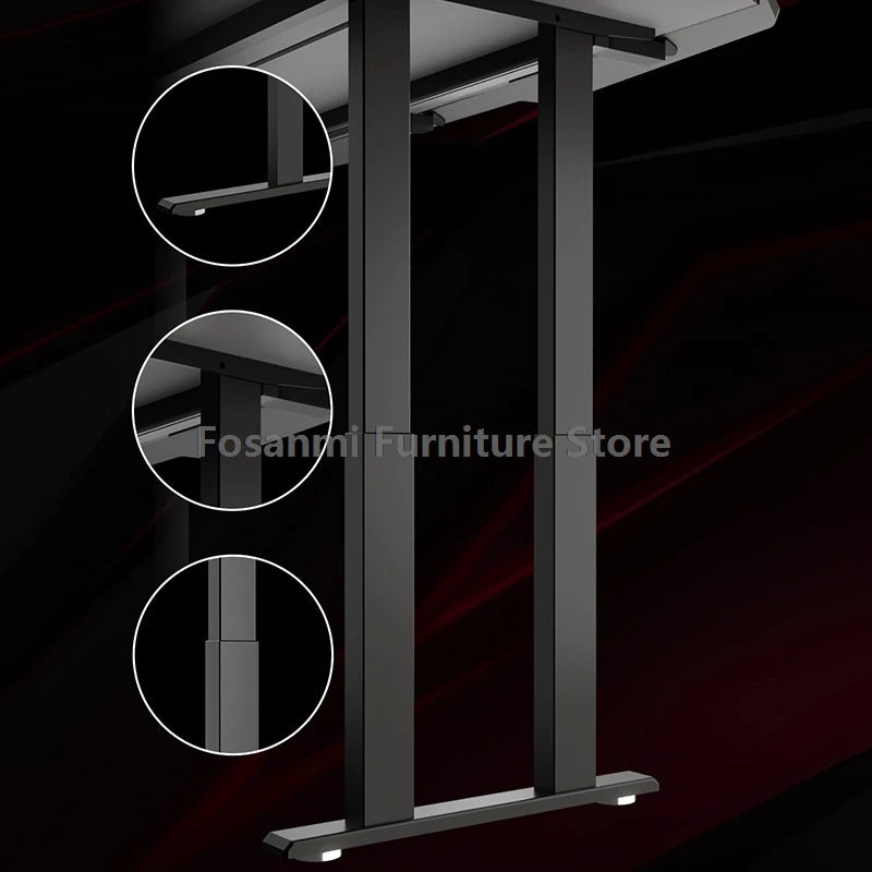 Gaming Desk with Light Large Tabletop Stable High Quality Home Room Computer Desk Gamer Electric Height Adjustment Motion Table