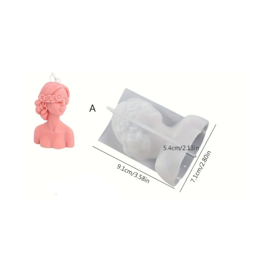 3D Candle Silicone Mold Closed Eye Girl Cover Eyes Girl Mold DIY Plaster Statue Mold Aromatherapy Candle Lamp Candlesticks