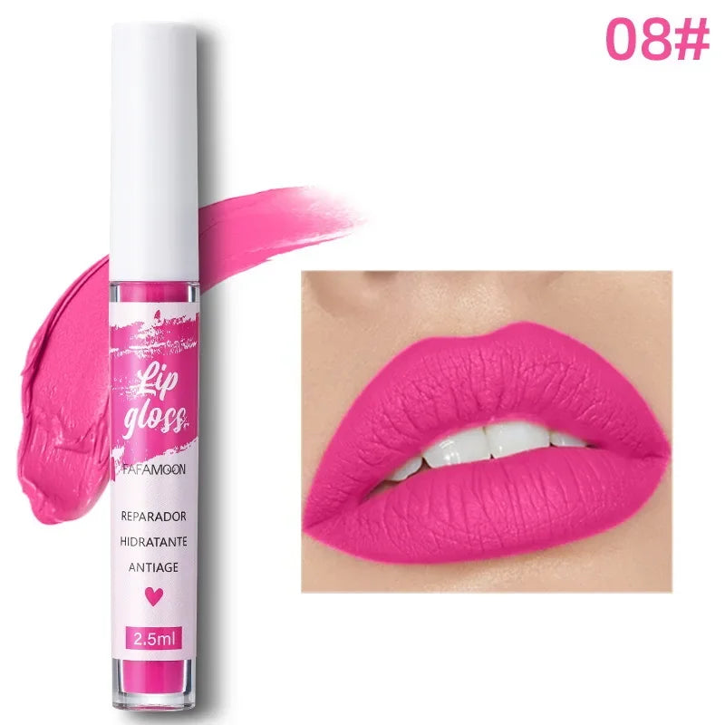 Rose Red Matte Liquid Lipstick Makeup Lip Glaze Moisturizing Waterproof Durable Lip Mud Non-stick Cup Lip Gloss Makeup...