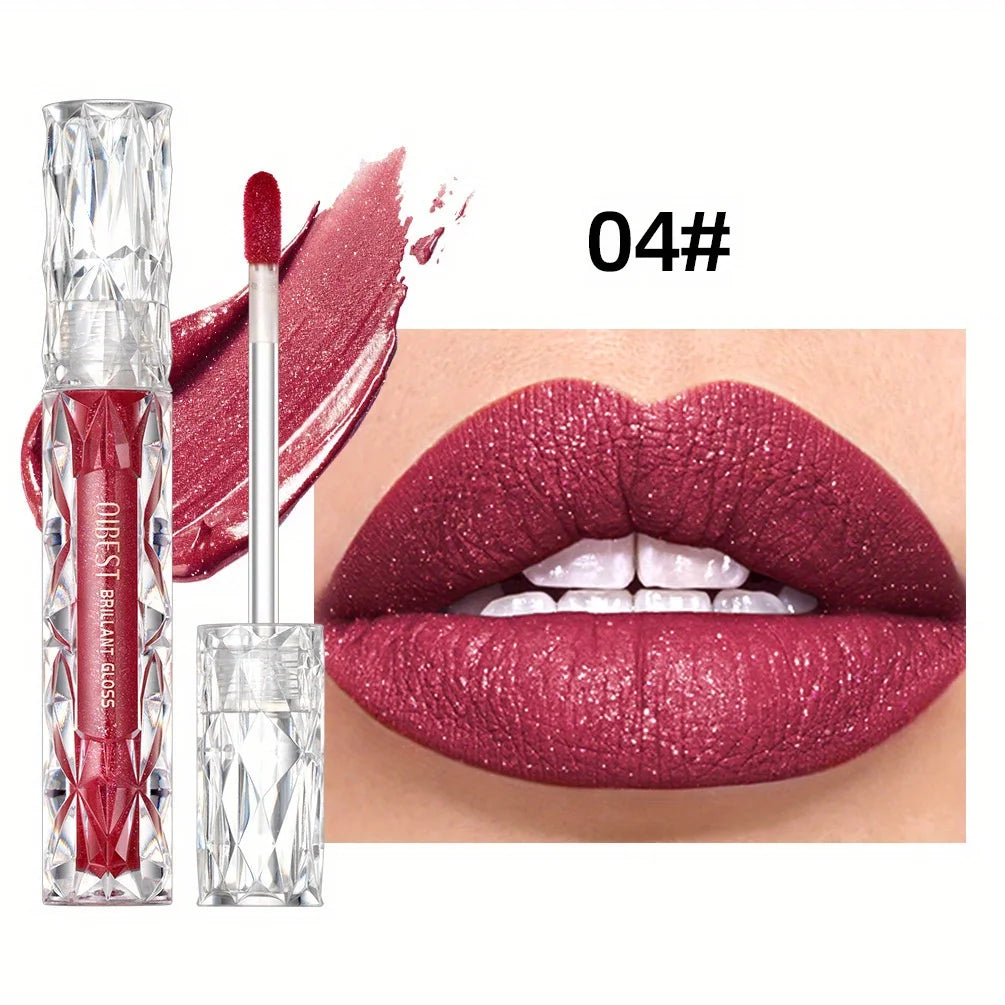 Diamond Liquid Lipstick Moisturizing Lasting Purple Sparkling Waterproof Lip Gloss Matte Glitter Lipstick Korean Makeup