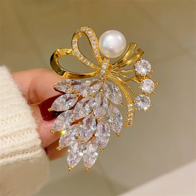 1pc Chic Ribbon Bow Brooch for Men Women Fashion Luxury Rhinestone Bowknot Brooches Pins Jewelry Accessories Party Gifts...