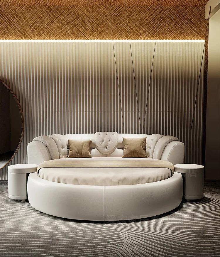 European Style Large Double Bed Round Modern Minimalist Princess Double Bed Luxury Human Camas De Dormitorio Bedroom...