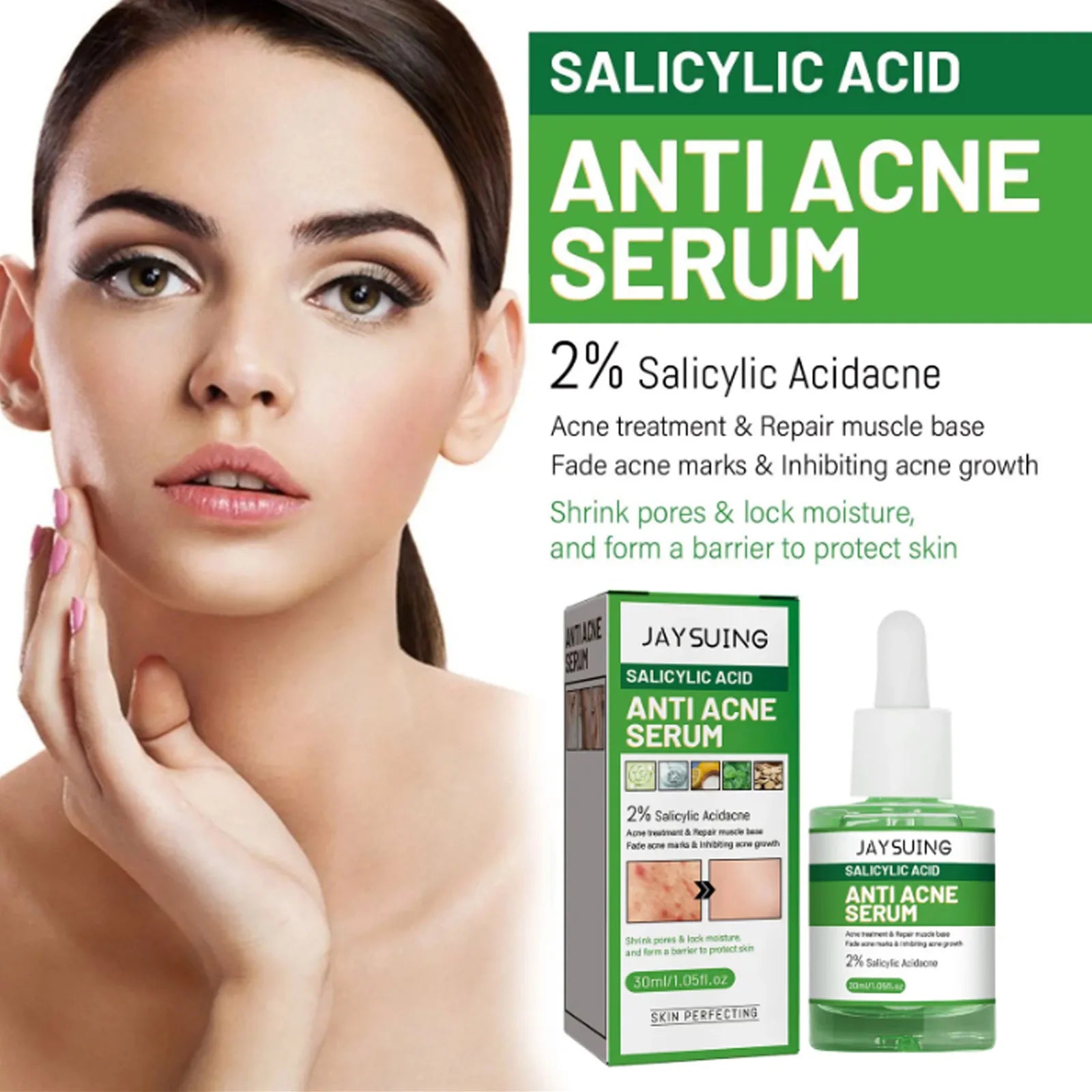 Salicylic Acid Anti Acn-e Face Serum Hydrating Fader Acne Mark Pimple Blackhead Removal Shrink Pores Oil Control Facial...
