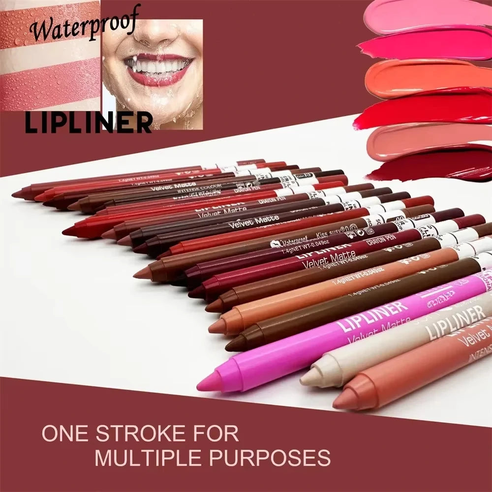 20 Color Matte Lipliner Pencil Waterproof Natural Red Brown Pro Lip Liner Makeup Lips Contour High pigment Lipstick Cosemetic