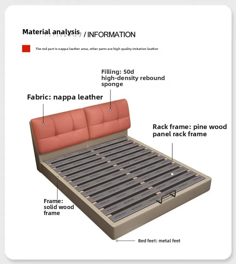 Soft package master bedroom, high-end and atmospheric storage with storage drawers, modern, simple and convenient double bed