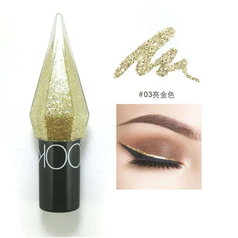 Glitter Diamond Eyeliner Pencil Waterproof Silver Rose Gold Pearlescent Sequins Eye Liner Eyeshadow Pen Eyes Makeup Cosmetics