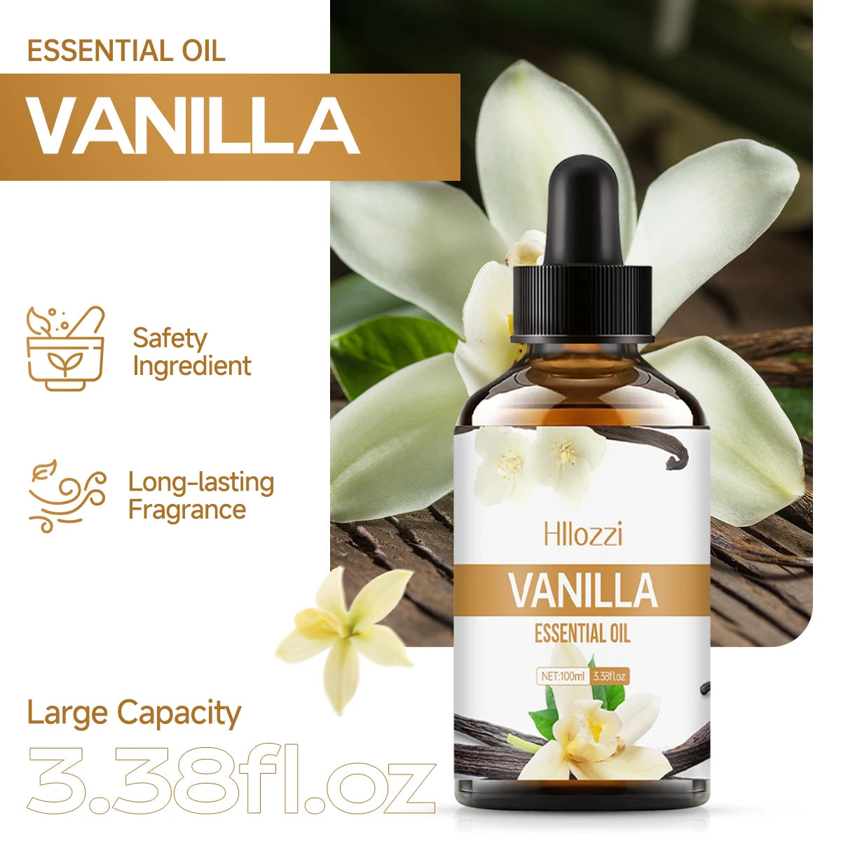 Vanilla Plant Extract Aromatherapy Essential Oil Face Body Diffuser Humidifier Massage, Shower, Manicure, Hair Care