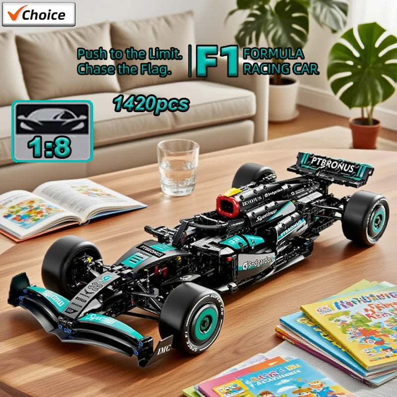 2025 New F1 W14 Racing Car Building Blocks Set 1420PCS Compatible MOC Vehicle Model DIY Holiday Toys Gifts Kids Boys Racing Fans