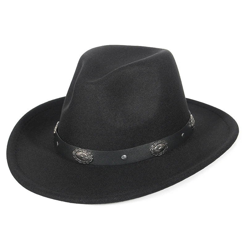 Autumn Winter Western Cowboy Hat for Men Women Wide Brim Fedora Jazz Hats Cowgirl Hat with Belt | Kimlud Outdoor Mid...