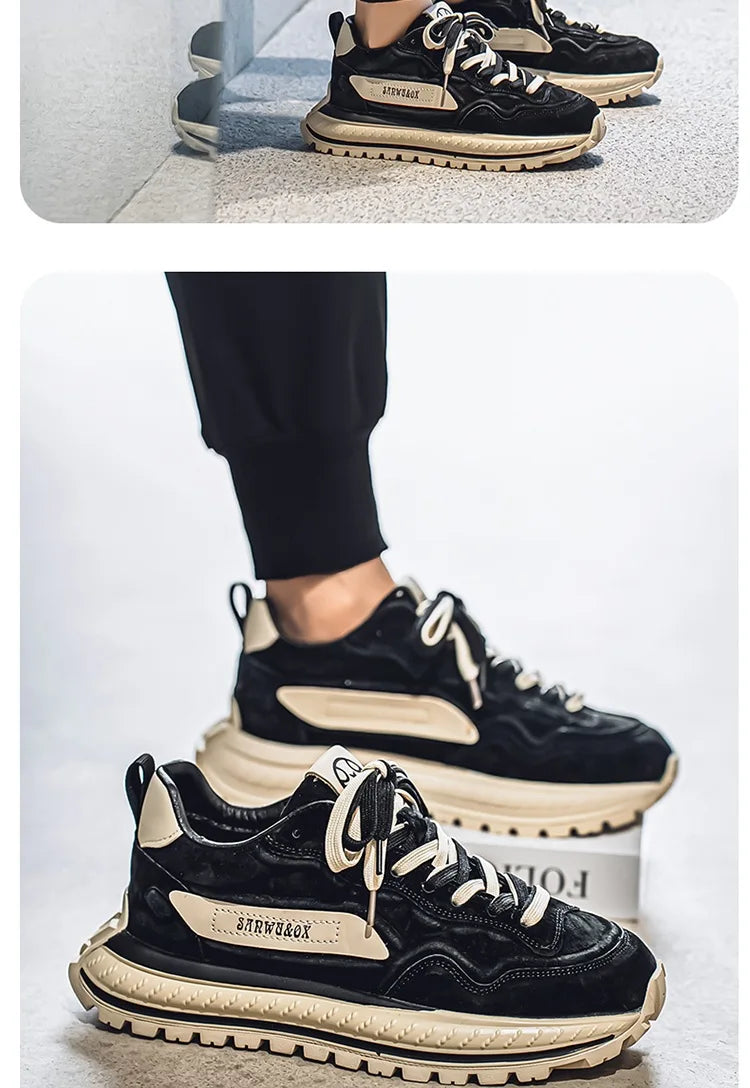 Color-Block Dad Shoes Men's Spring Autumn New Style Thick Bottom Sports Shoes Casual Running Shoes Low Cut Breathable Mesh - Kimlud