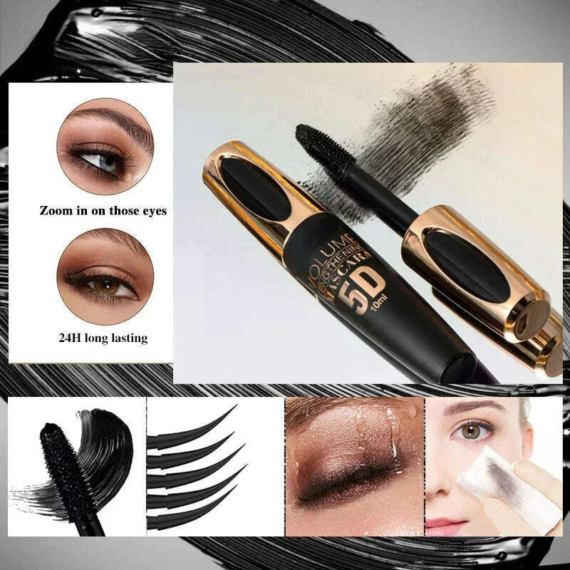 5D Mascara Makeup Waterproof Sweatproof Non-smudgy Slim Color Purple Blue White Mascara Waterproof Cosmetics