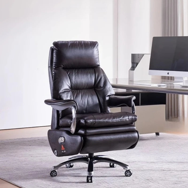 Electric Leather Boss Chair Modern Design Comfortable Ergonomic Trendy Chair Swivel Arm Footrest Salon Silla Oficina...